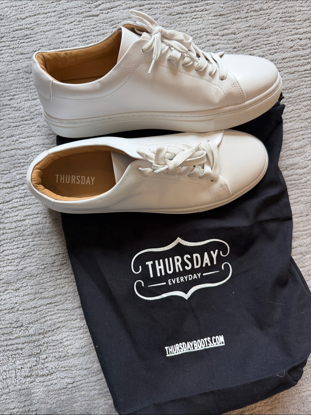 Thursday Boot Company White Leather Low-Top Sneakers